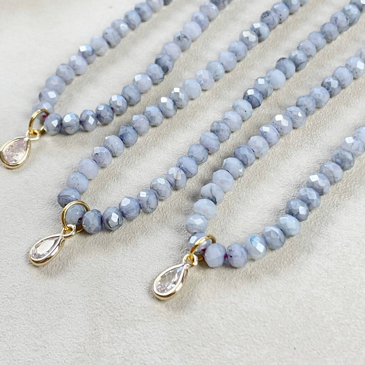 Grey - Delicate Crystal Necklace