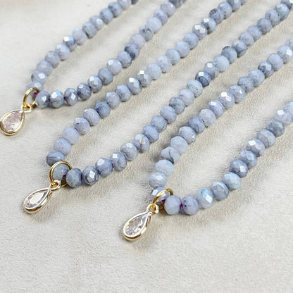 Grey - Delicate Crystal Necklace