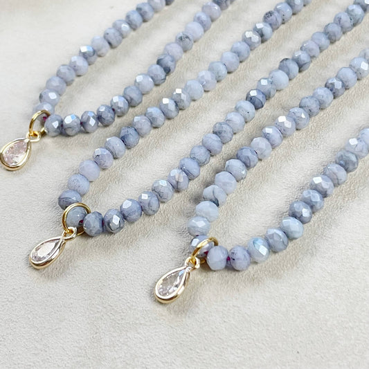 Grey - Delicate Crystal Necklace