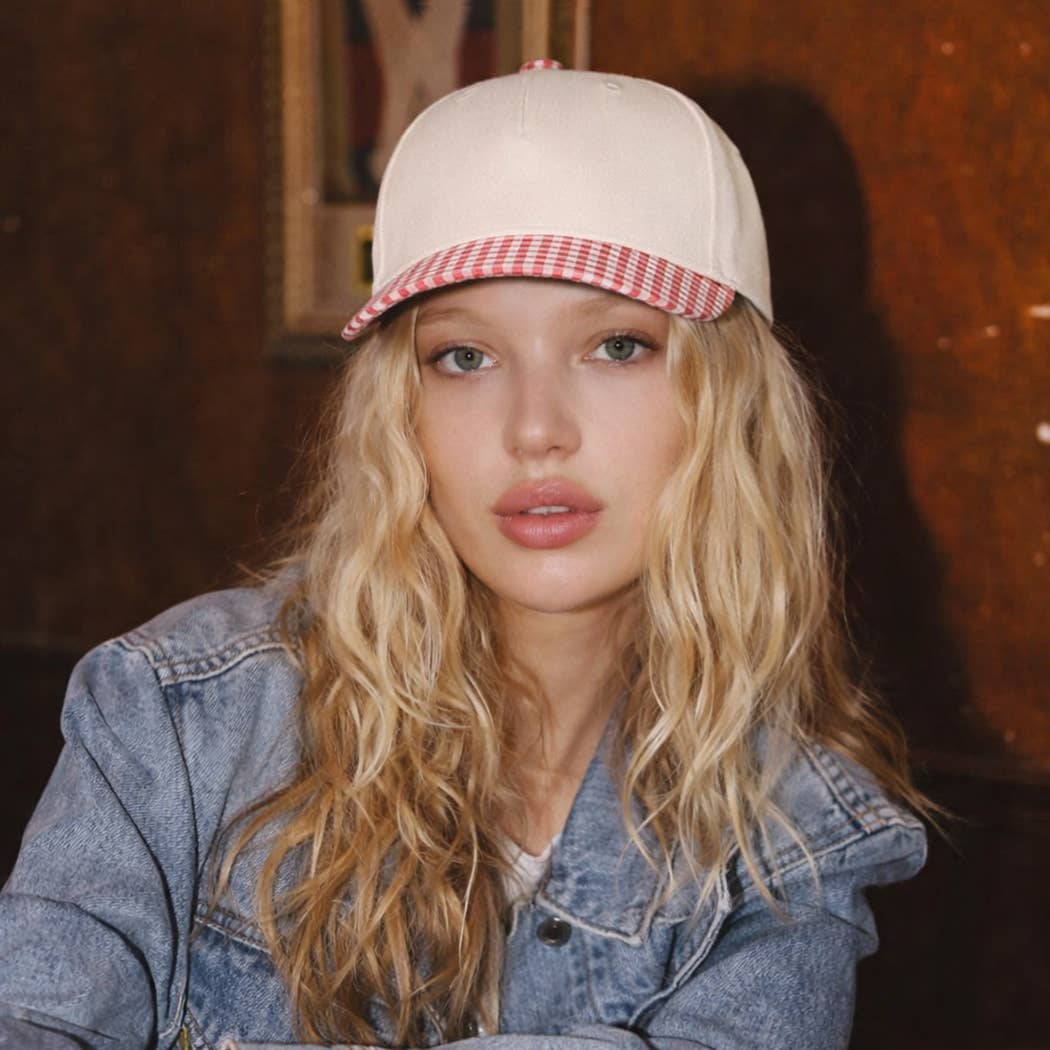 Gingham Two-Tone Trucker Hat