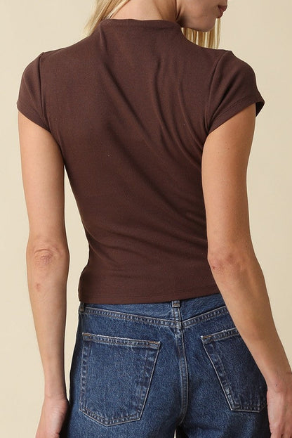 Mock Neck Shirt - Brown