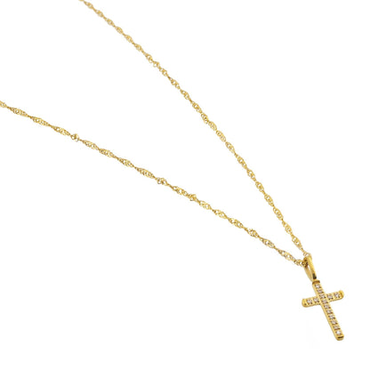 Gold Diamond Cross Pendant Necklace