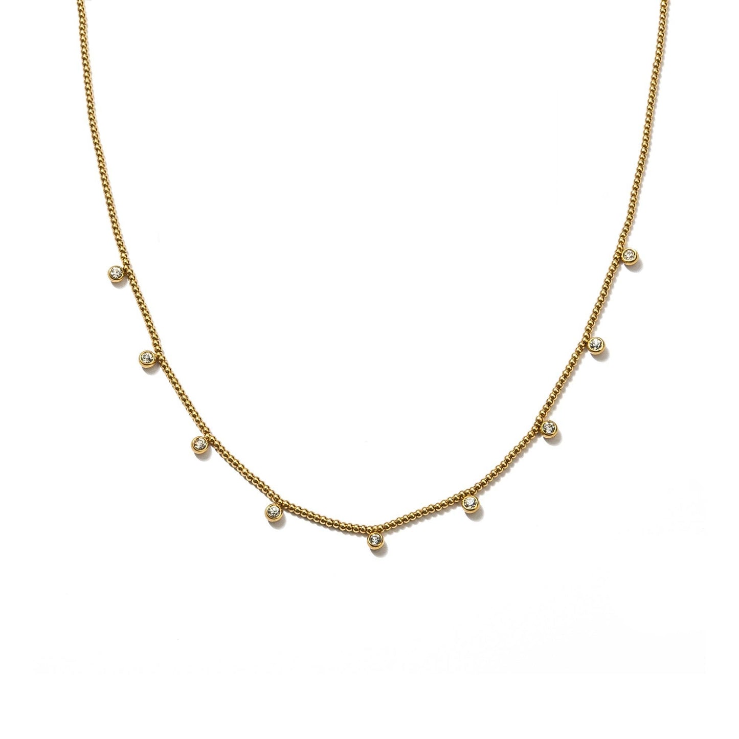 Gold Beaded Crystal Necklace