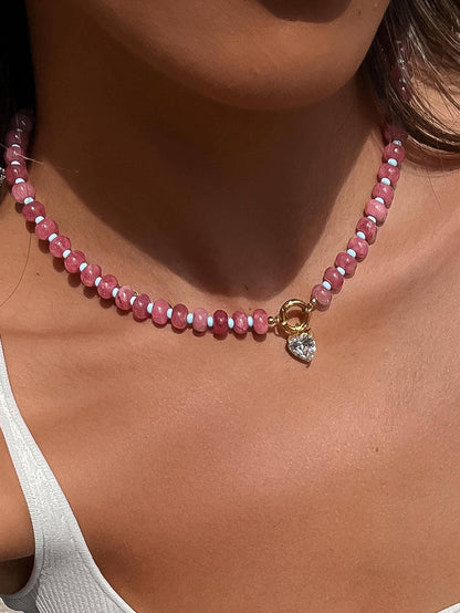 Annecy Beaded Necklace - Pink