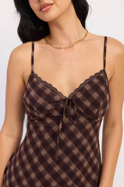 Deep Plum Checkered Maxi