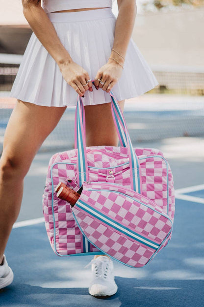 Pink Checkerprint Pickleball Bag