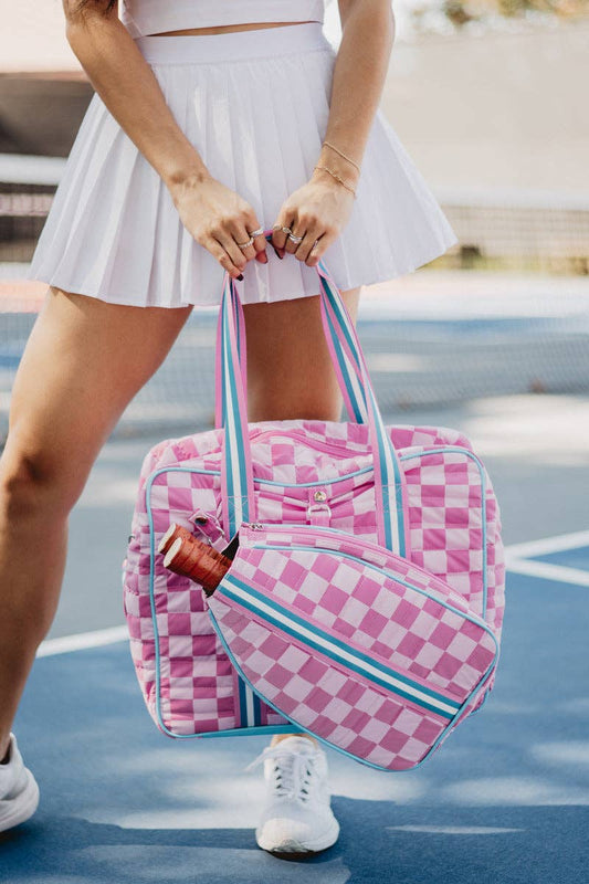 Pink Checkerprint Pickleball Bag