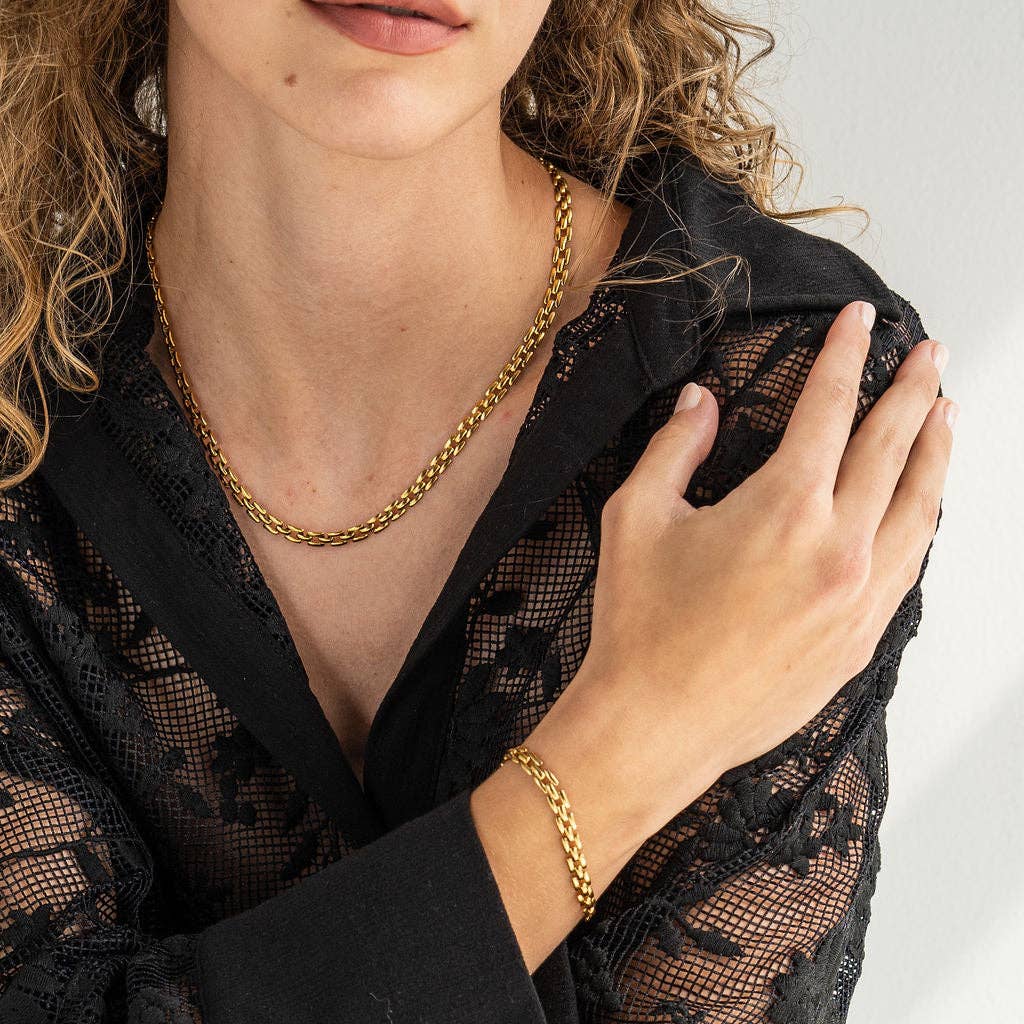 Gold Square Chain Bracelet