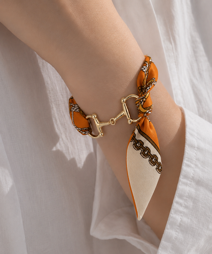 Horsebit Link Scarf Bracelet - Orange
