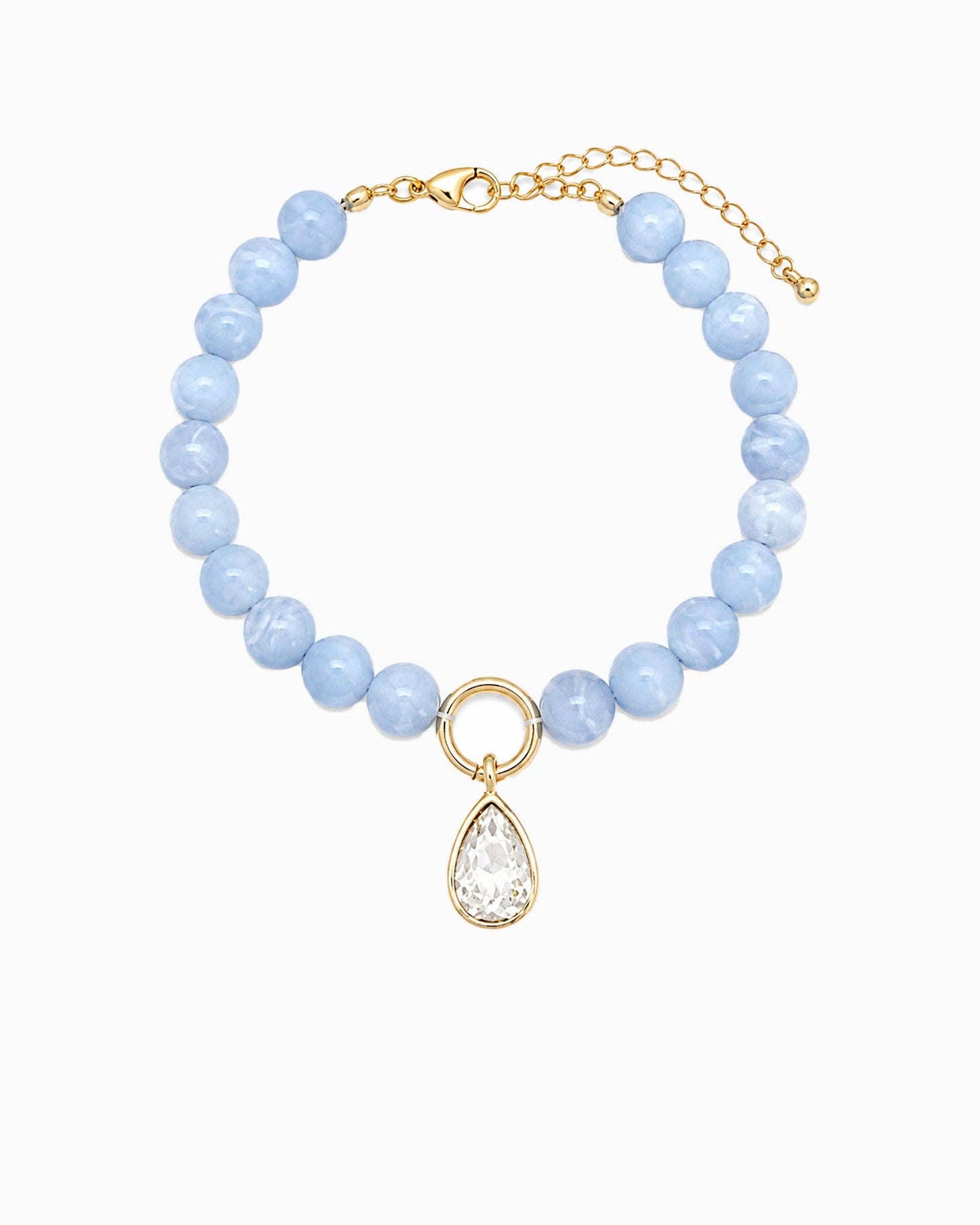 Marble Pastel Bead Teardrop Bracelet - Light Blue