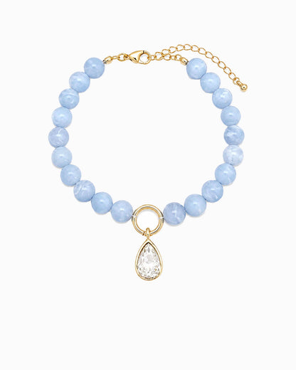 Marble Pastel Bead Teardrop Bracelet - Light Blue
