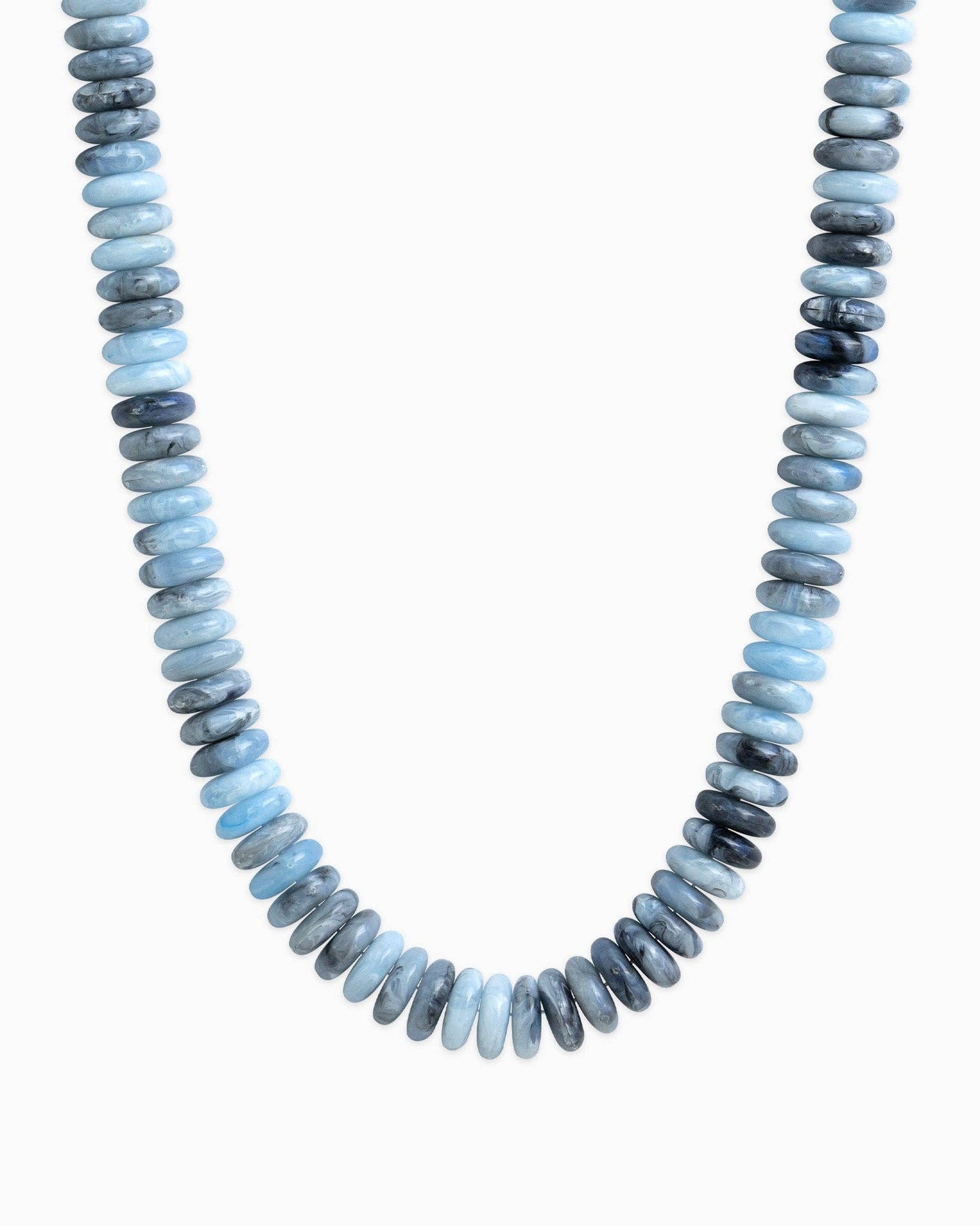Wide Marble Beaded Necklace: Navy
