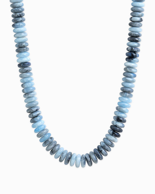 Wide Marble Beaded Necklace: Navy