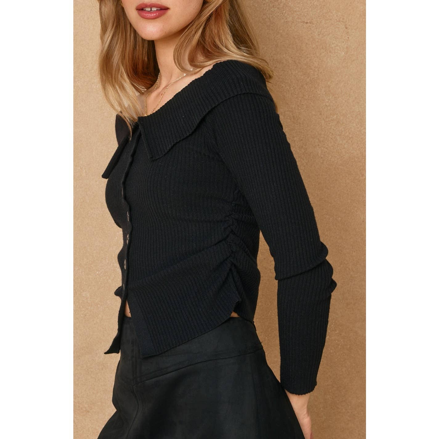 Vanilla Mist Ruched Sweater