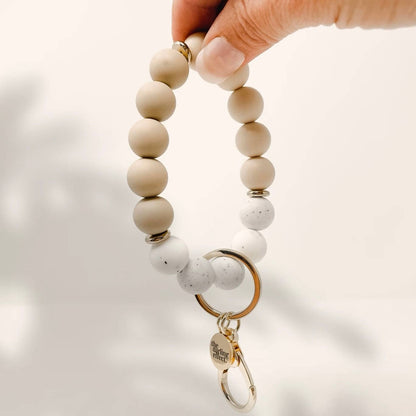Oatmilk Latte - Silicone Beaded Keychain Wristlet