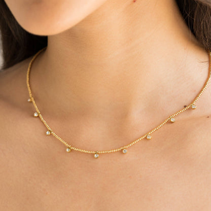 Gold Beaded Crystal Necklace