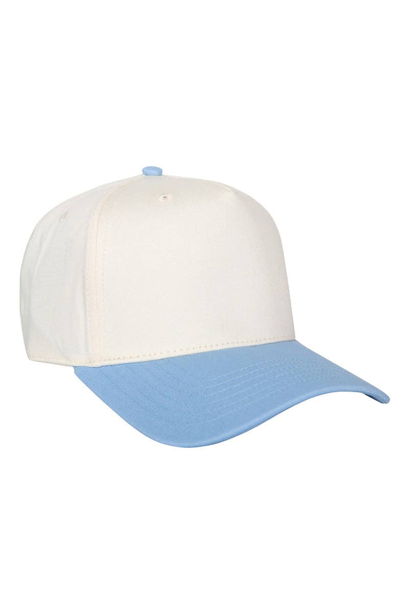 Light Blue + Tan Canvas Trucker