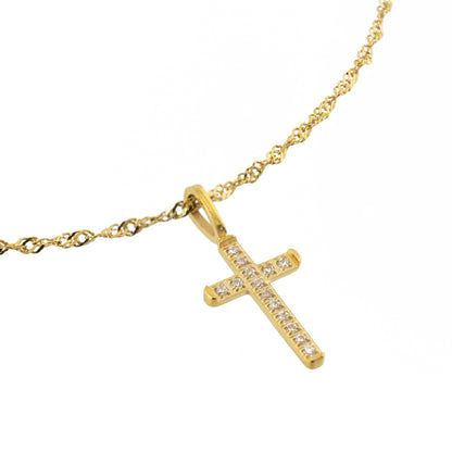 Gold Diamond Cross Pendant Necklace