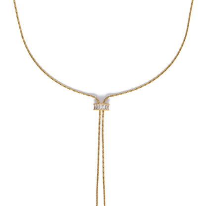 18K Gold Baguette Lariat Necklace