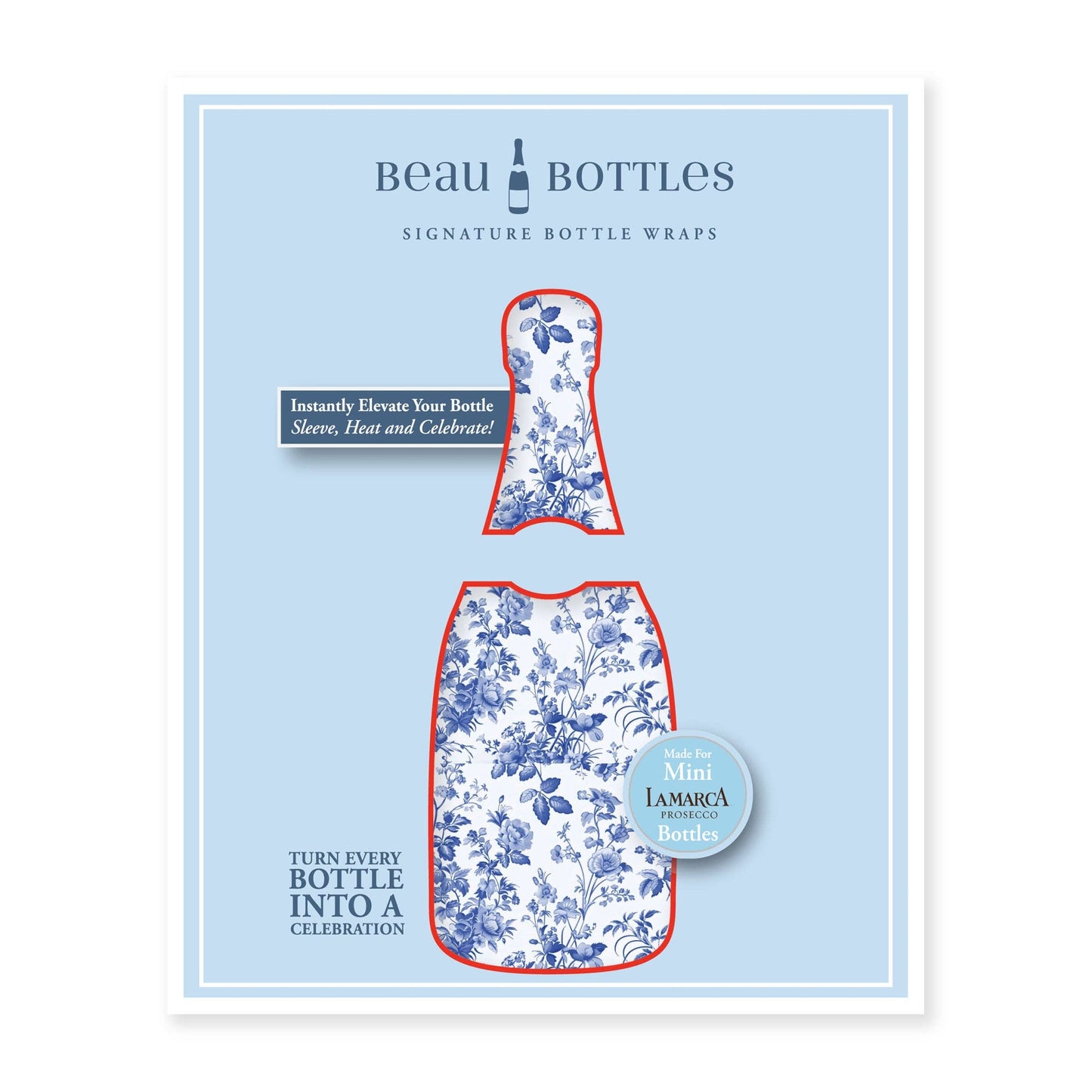 Beau Bottles Blue Floral - MINI Prosecco Collection - Six Pack