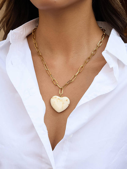 Rouelle Heart Chain Necklace - White