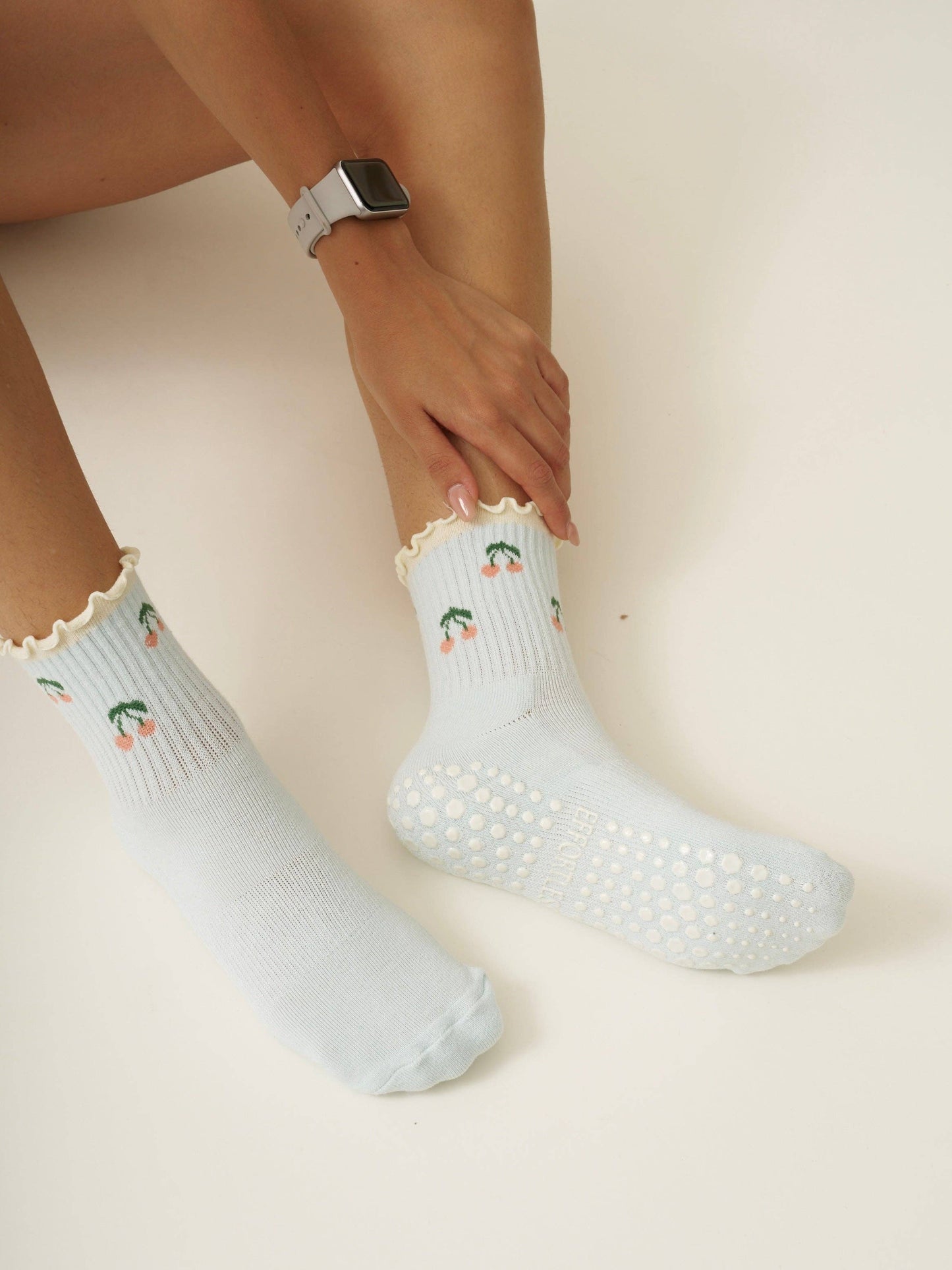 Cherry Ruffle Pilates Socks