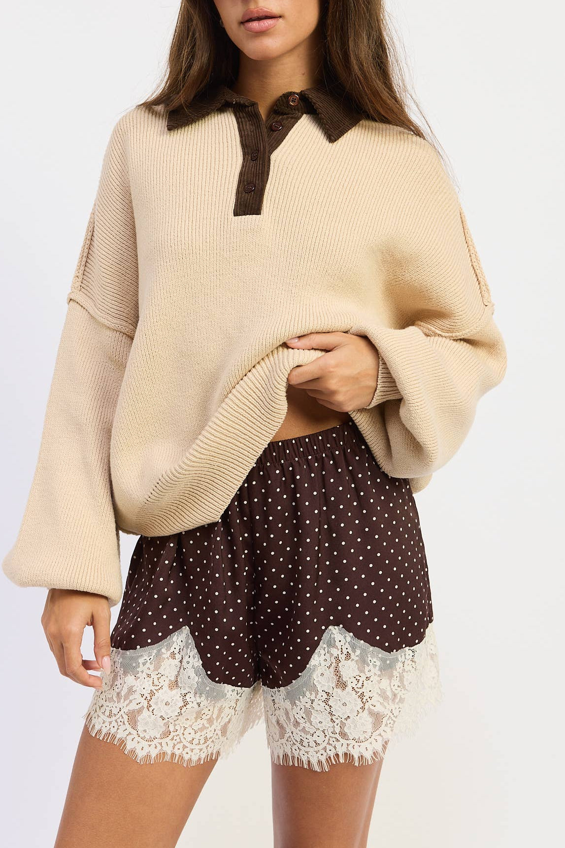 Coffee Creme Lace Shorts