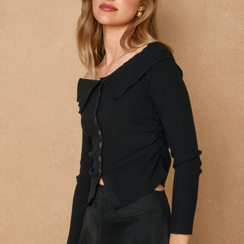 Vanilla Mist Ruched Sweater