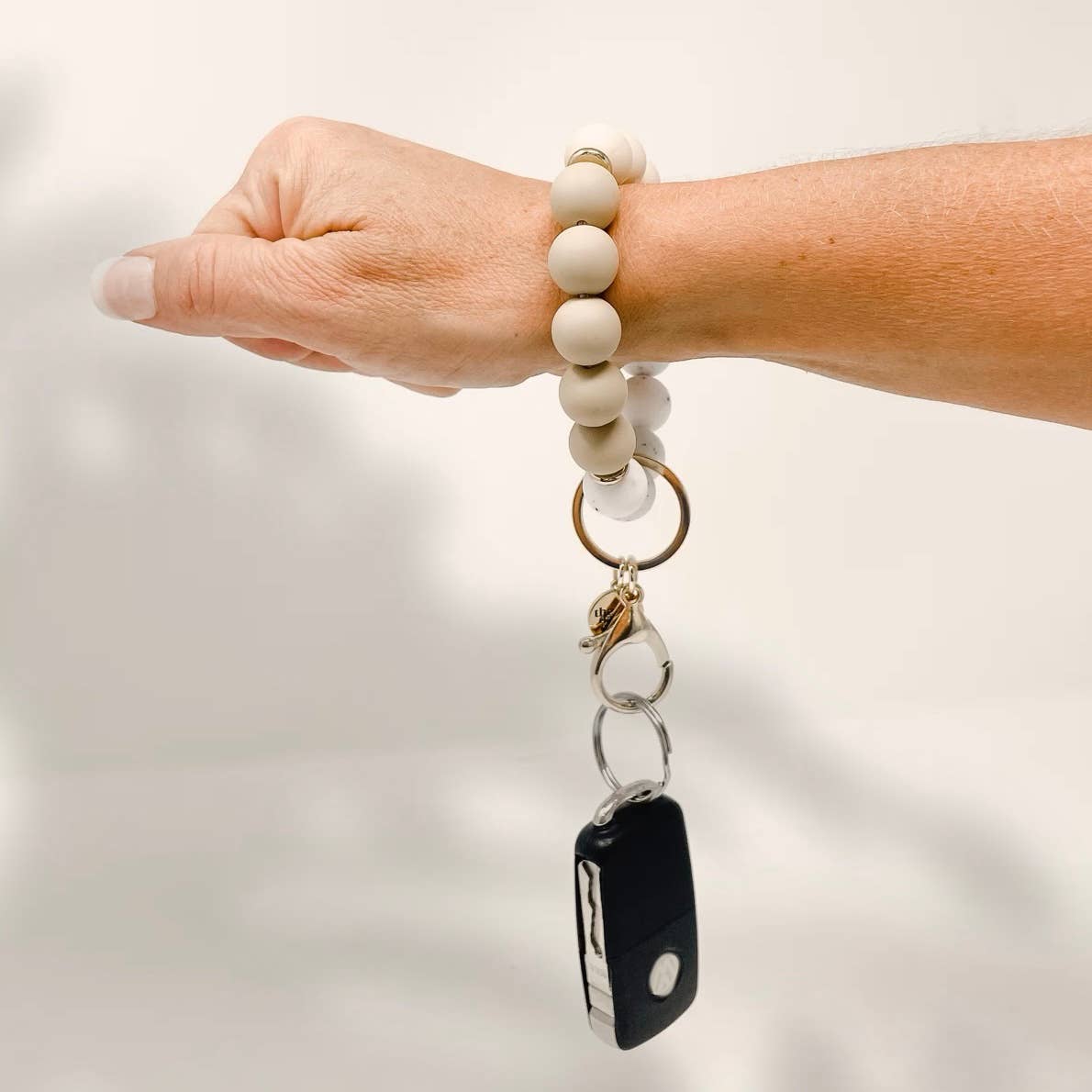Oatmilk Latte - Silicone Beaded Keychain Wristlet