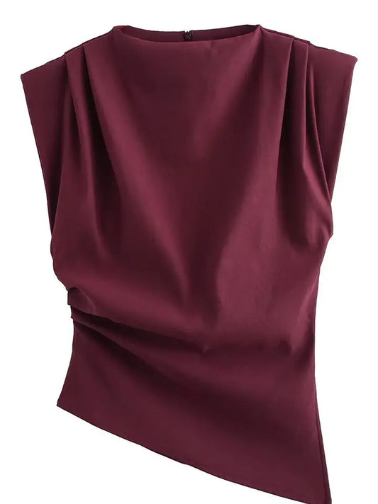 Wine Mock Neck Top