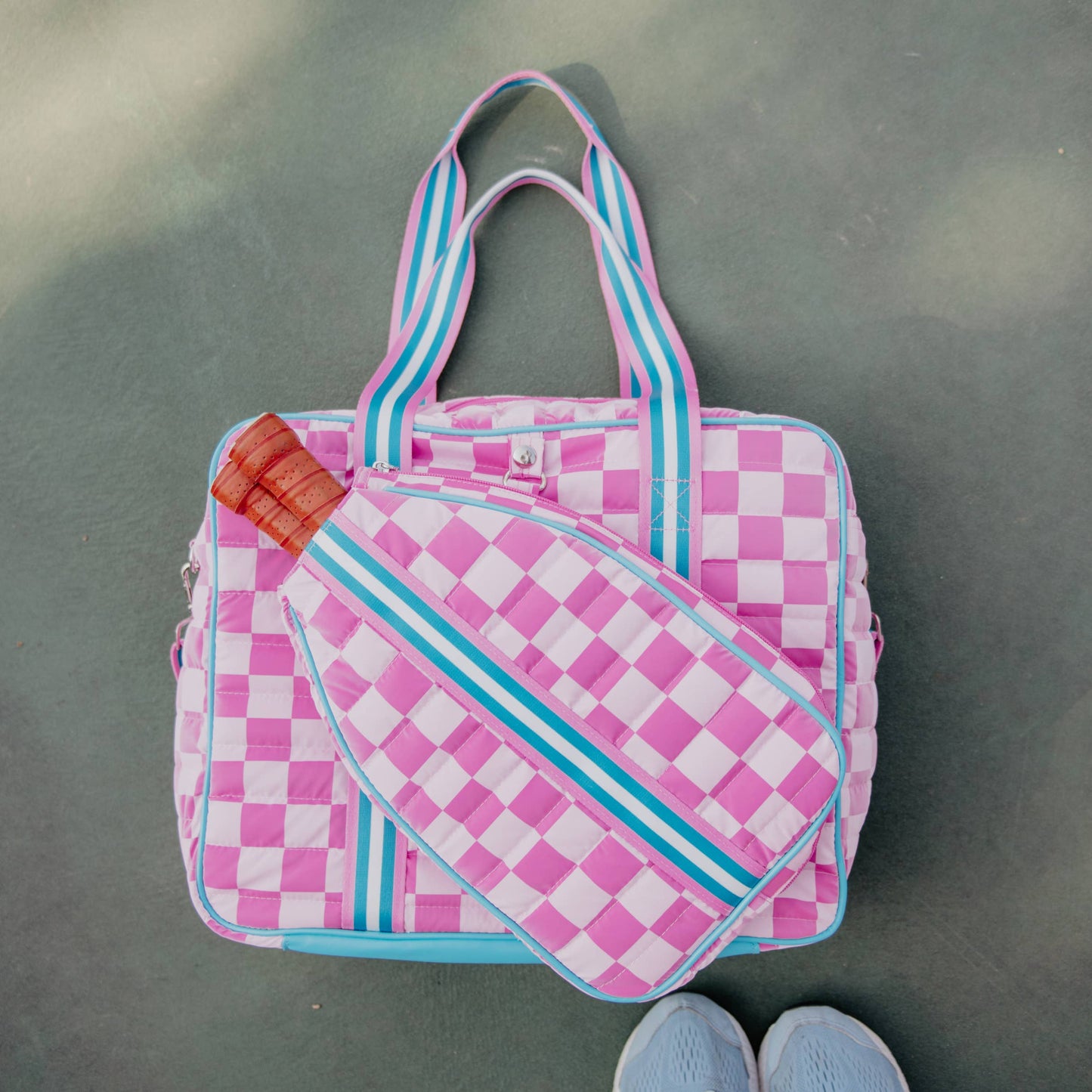 Pink Checkerprint Pickleball Bag