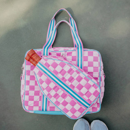 Pink Checkerprint Pickleball Bag