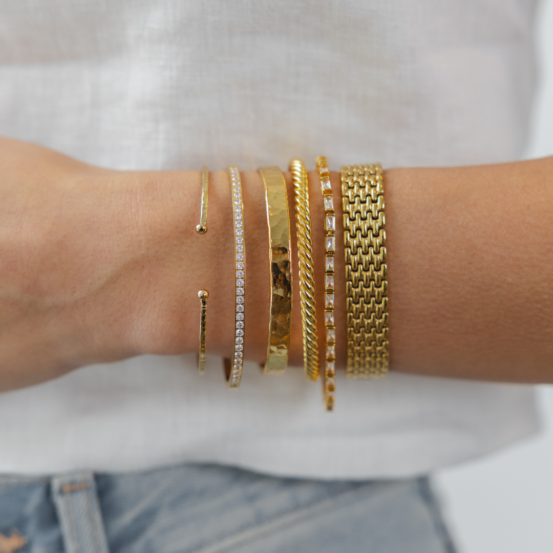 24K Gold Twisted Bangle